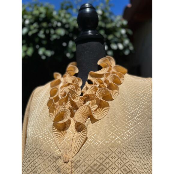 Vintage Style Ruffle Neck Blouse Size M - Picture 3 of 4